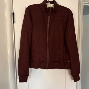 Prana Women's Quilted Maroon Bomber Jacket